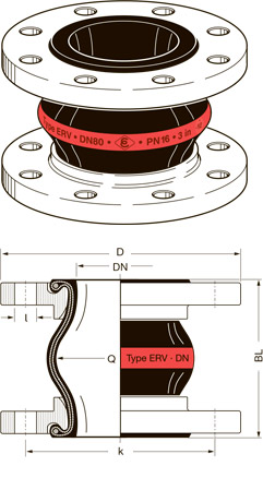 Схема резинового компенсатора Elaflex ERV-R