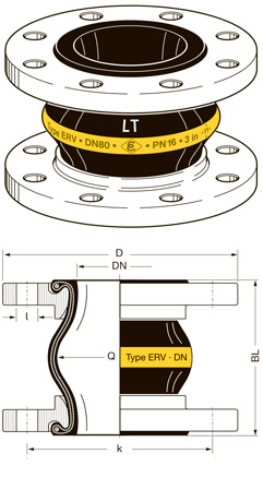 Схема резинового компенсатора Elaflex ERV-G-LT